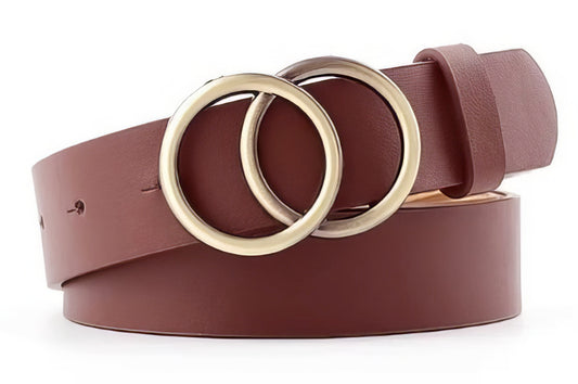 Fashion Double Golden O Ring Buckle in Umber