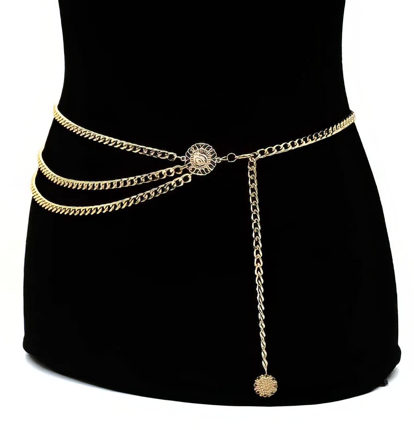 High Waist Multi-layer Body Chain Belt in Gold