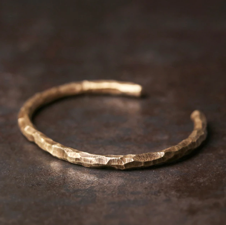 Hand Hammered Gold tone Metal Bangle for Men