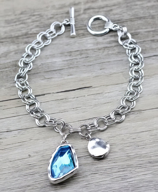 Retro Chain Irregular Crystal Vintage Bracelet in Blue