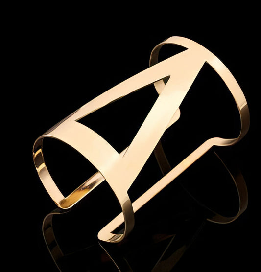 Fashion Letter V Extra Wide Cuff Bracelet Bangle in Gold