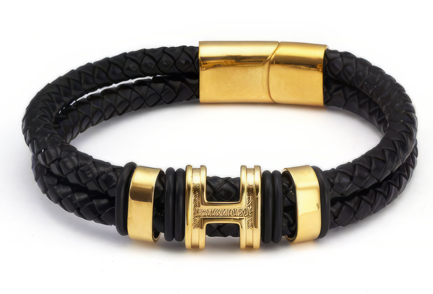 Letter H Quality Luxury Bracelet in Black and Gold