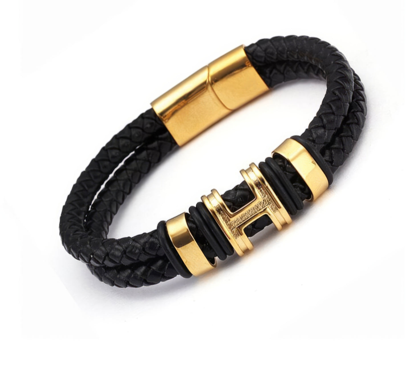 Letter H Quality Luxury Bracelet in Black and Gold