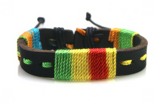 Multi Color Braided Leather Bracelet in Brown