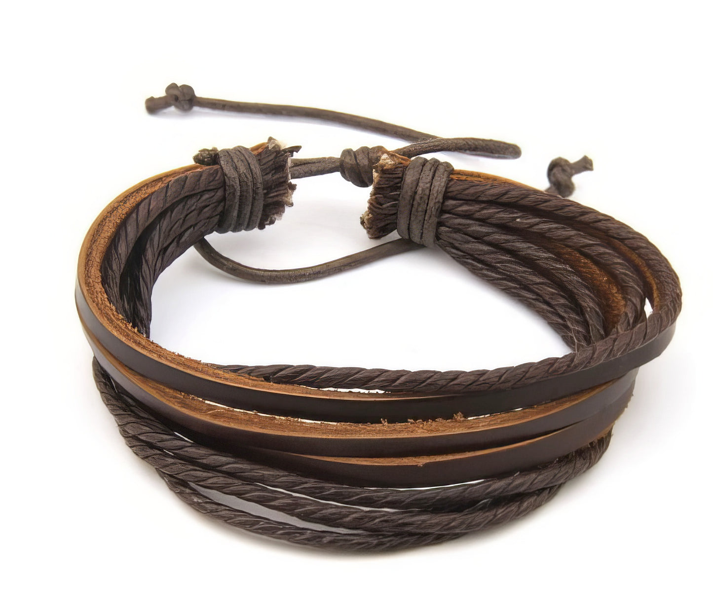 Multilayer Leather Braided Bracelet in Mocha Brown