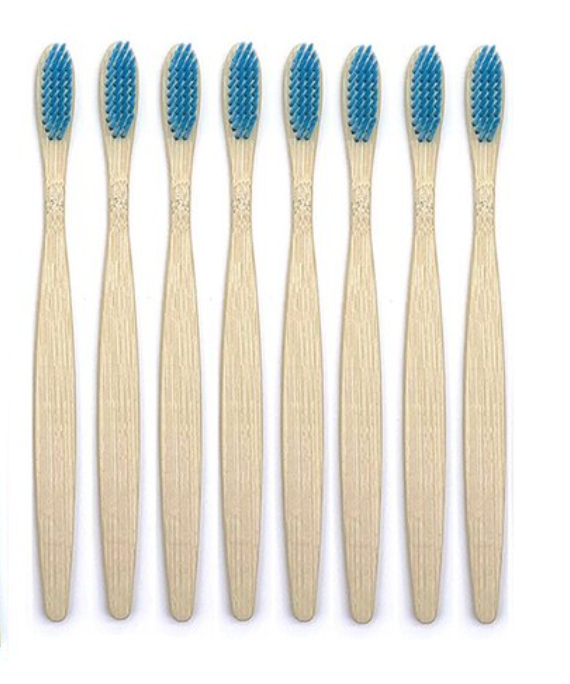 All Natural Bamboo Toothbrush with Charcoal Bristles in Blue