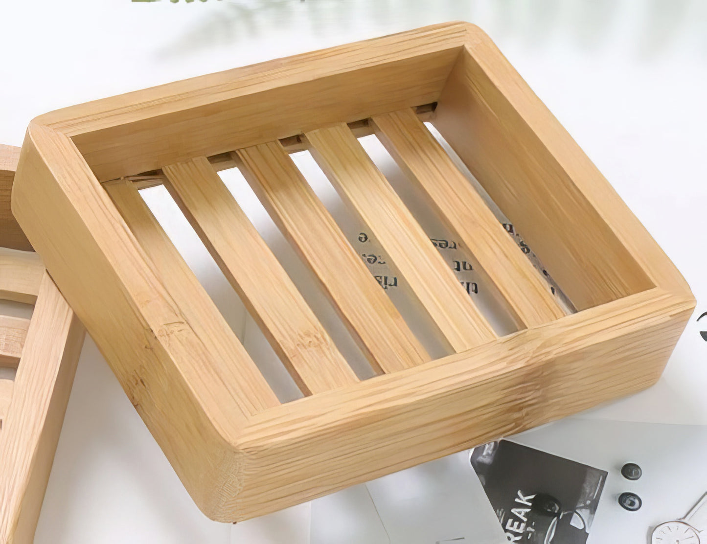 Handmade Square Shape Bamboo Wooden Soap Holder