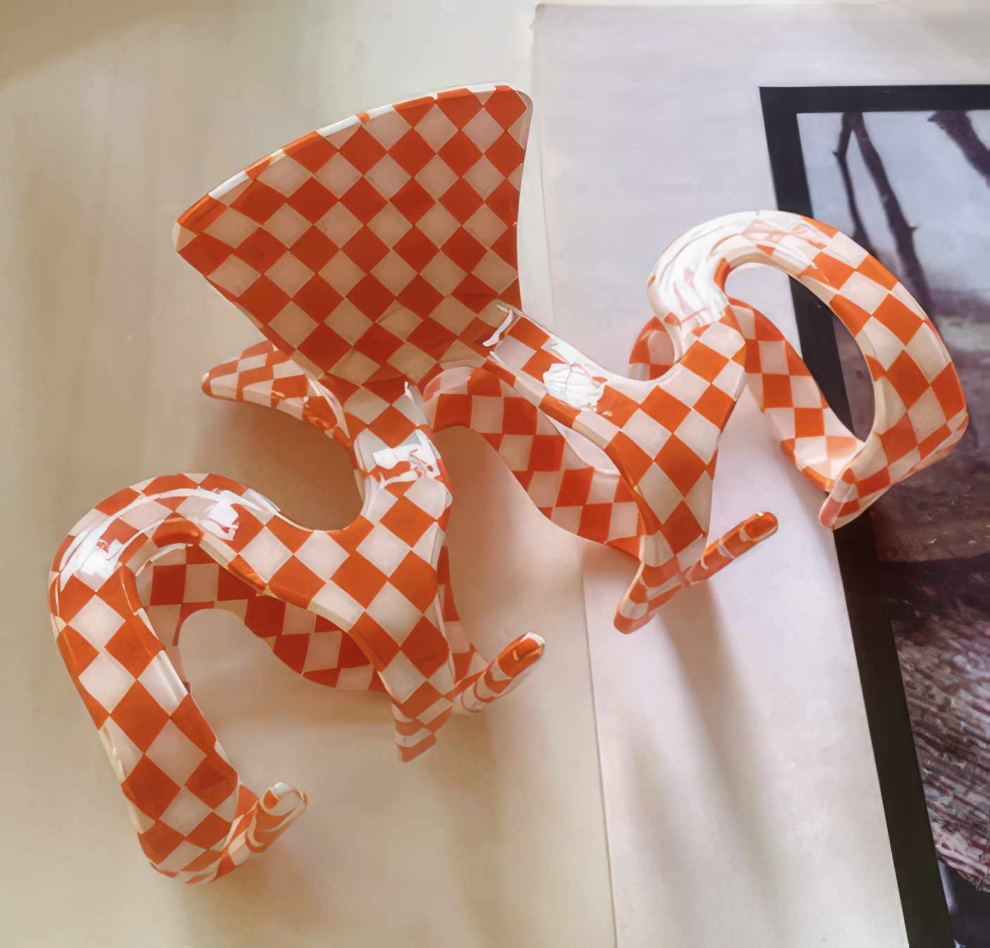 Plaid Large Hair Clip in Orange