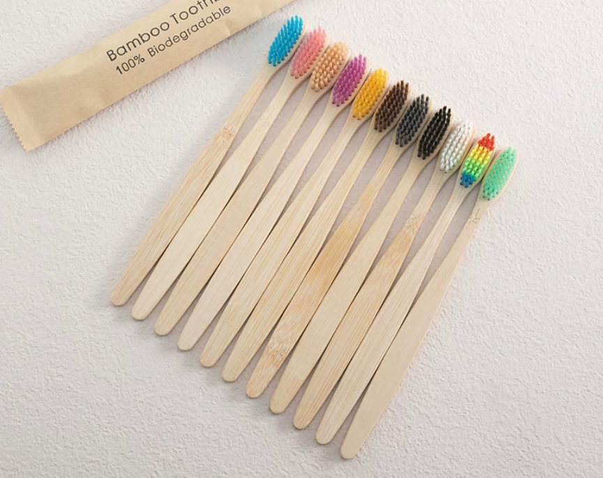 All Natural Bamboo Toothbrush with Charcoal Bristles in Pink