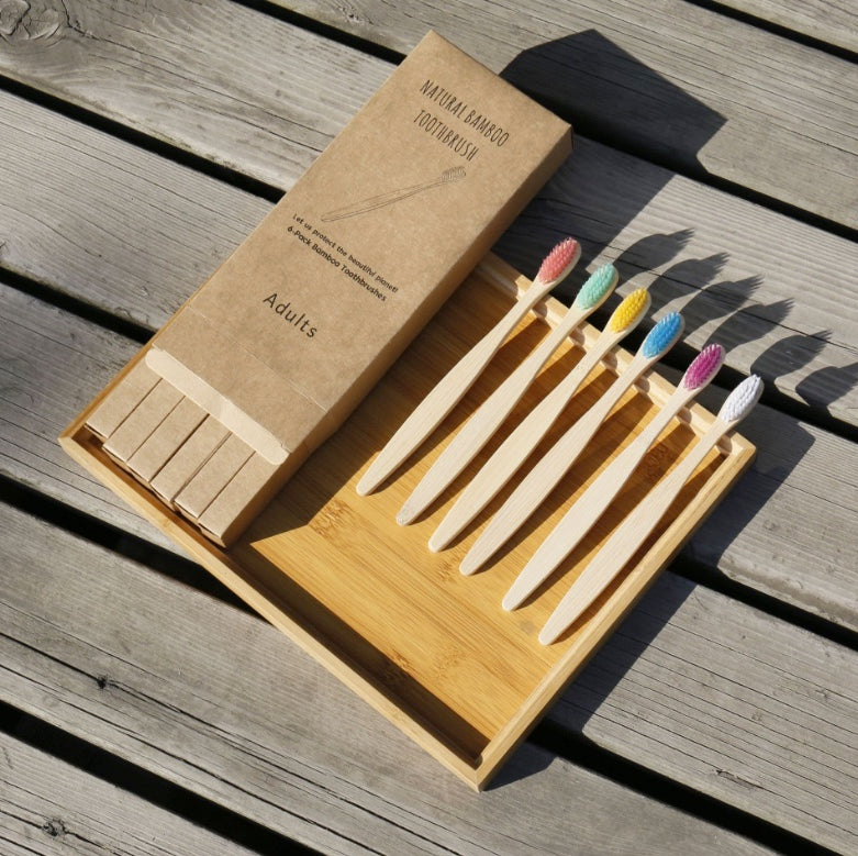 All Natural Bamboo Boxed Toothbrush with Charcoal Bristles in Pink