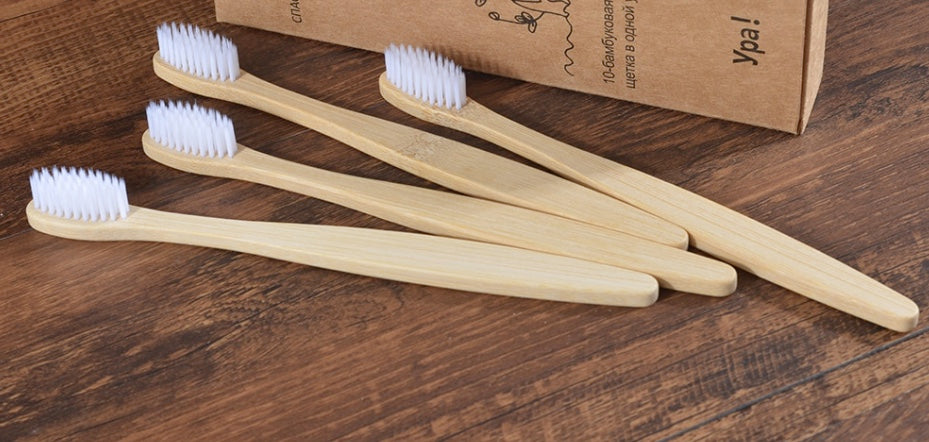 All Natural Bamboo Toothbrush with Charcoal Bristles in White