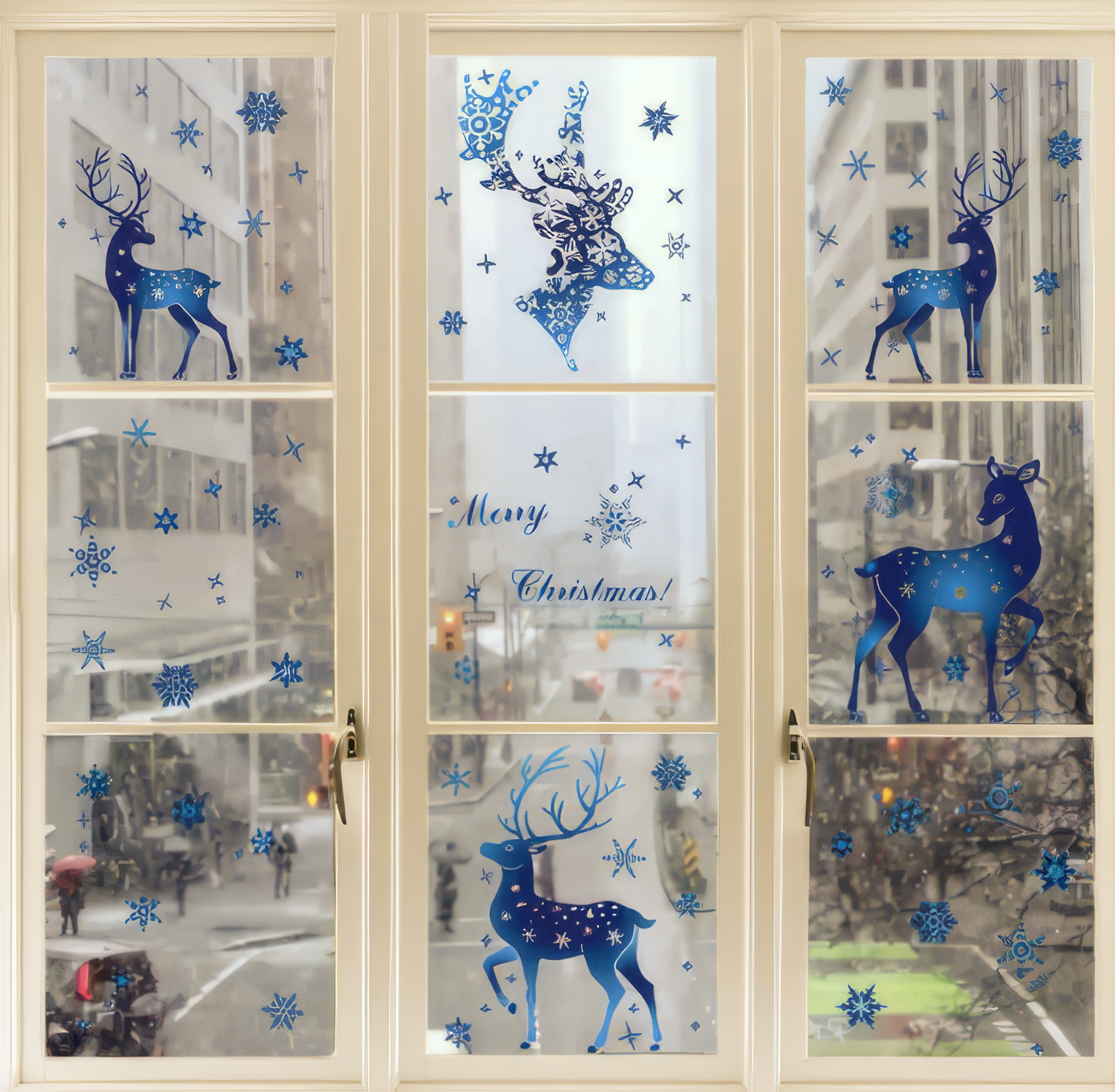 Scandanavian Christmas Deer Window Cling Navidad Merry Christmas