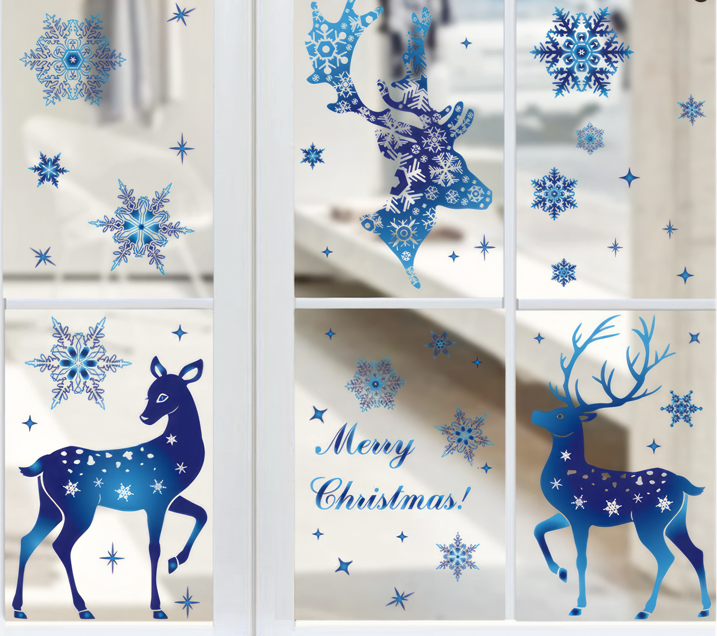 Scandanavian Christmas Deer Window Cling Navidad Merry Christmas