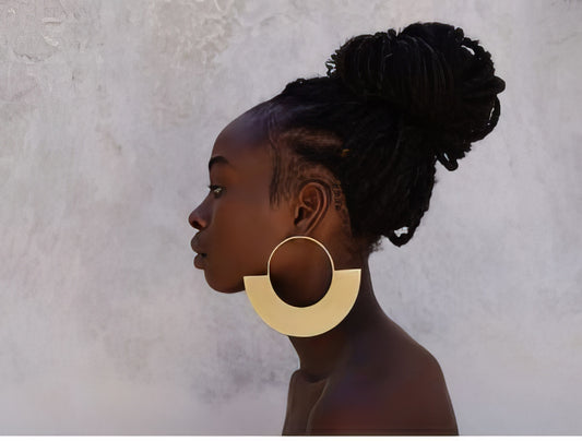 Beige Gold Acrylic Geometric Stud Earrings