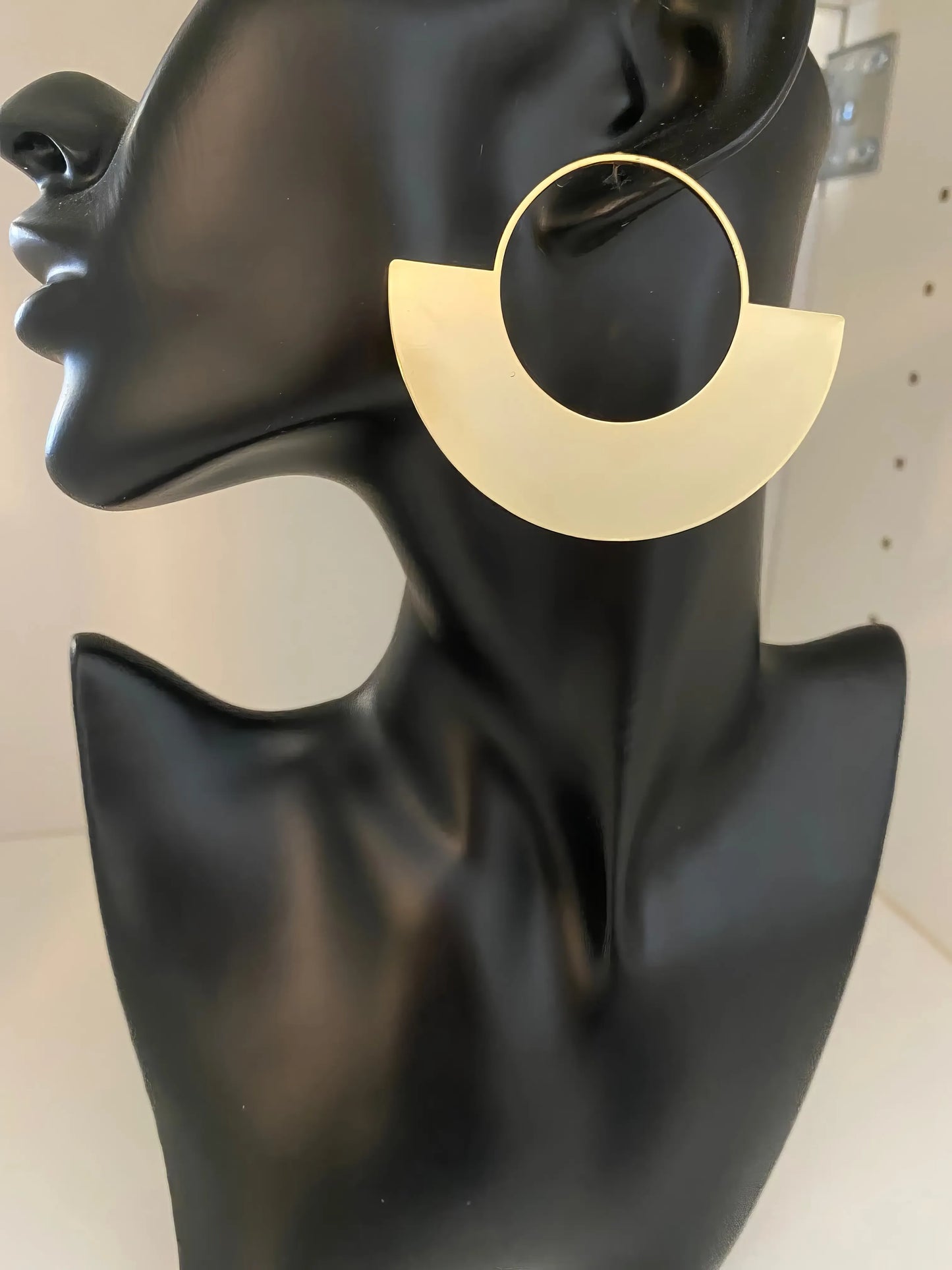 Semicircle Stainless Steel Oversized Hoop Earrings in Gold