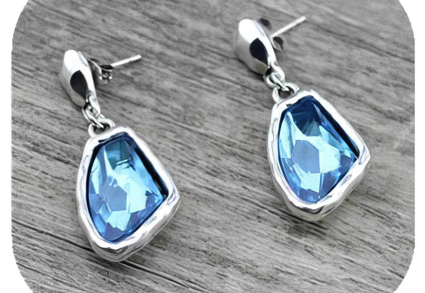 Retro Drop Irregular Boho Crystal Earrings in Blue