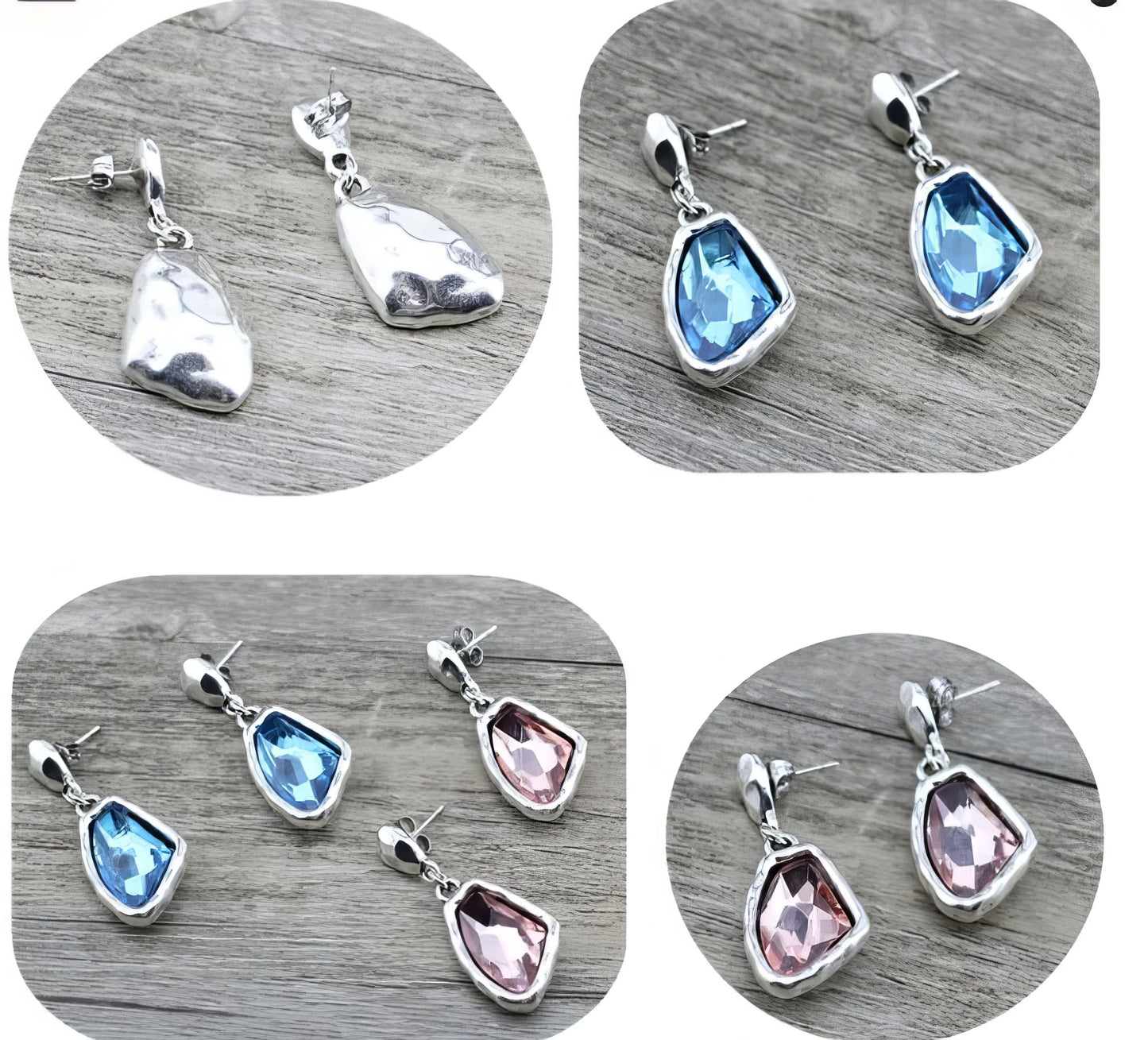 Retro Drop Irregular Boho Crystal Earrings in Blue