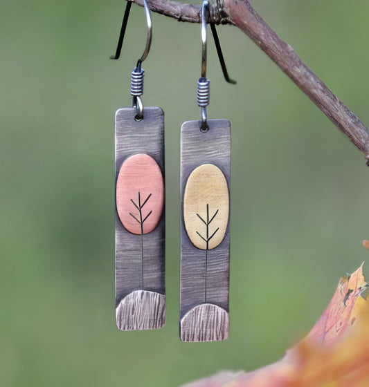 Bohemian Bar Tree Sculpture Earrings