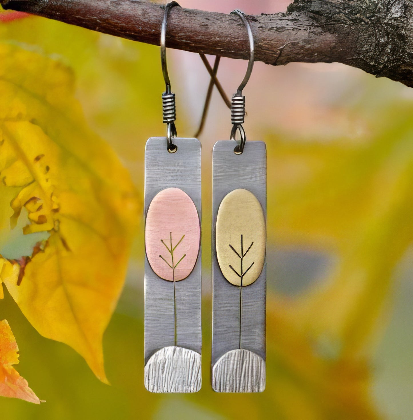 Bohemian Bar Tree Sculpture Earrings