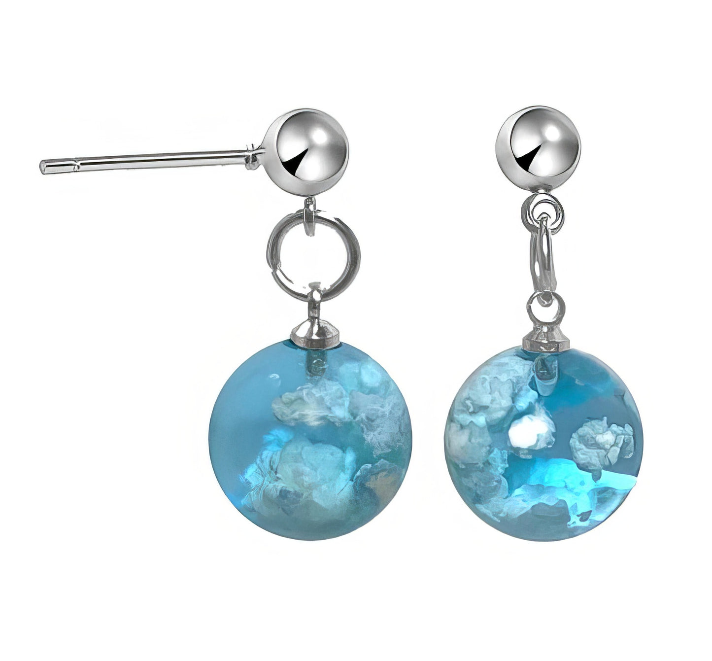 Blue Sky White Cloud Transparent Resin Dangle Earrings