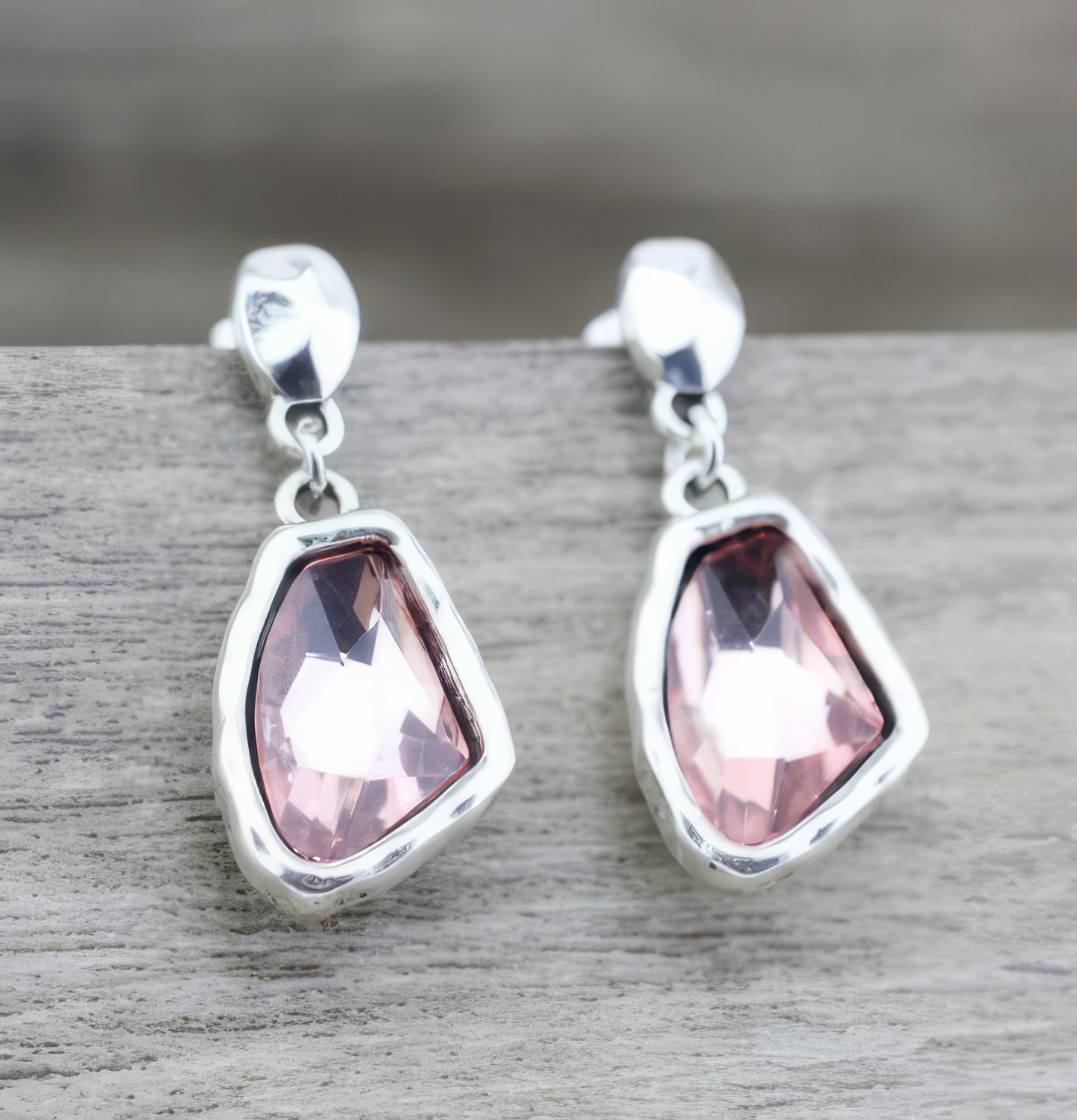 Retro Drop Irregular Boho Crystal Earrings in Pink