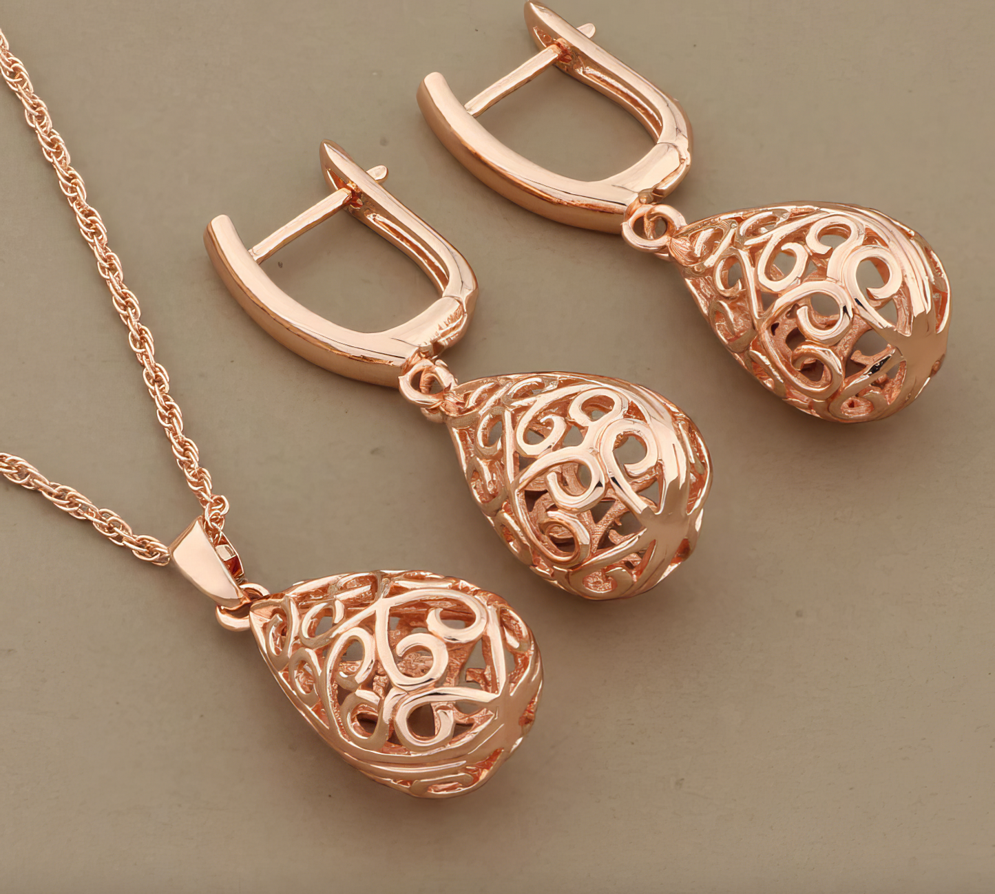 Rose Gold Water Drop Earrings