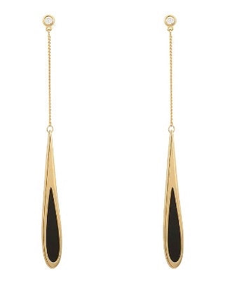 Luxury Black Long Drop Tassel Earrings in Black and Gold