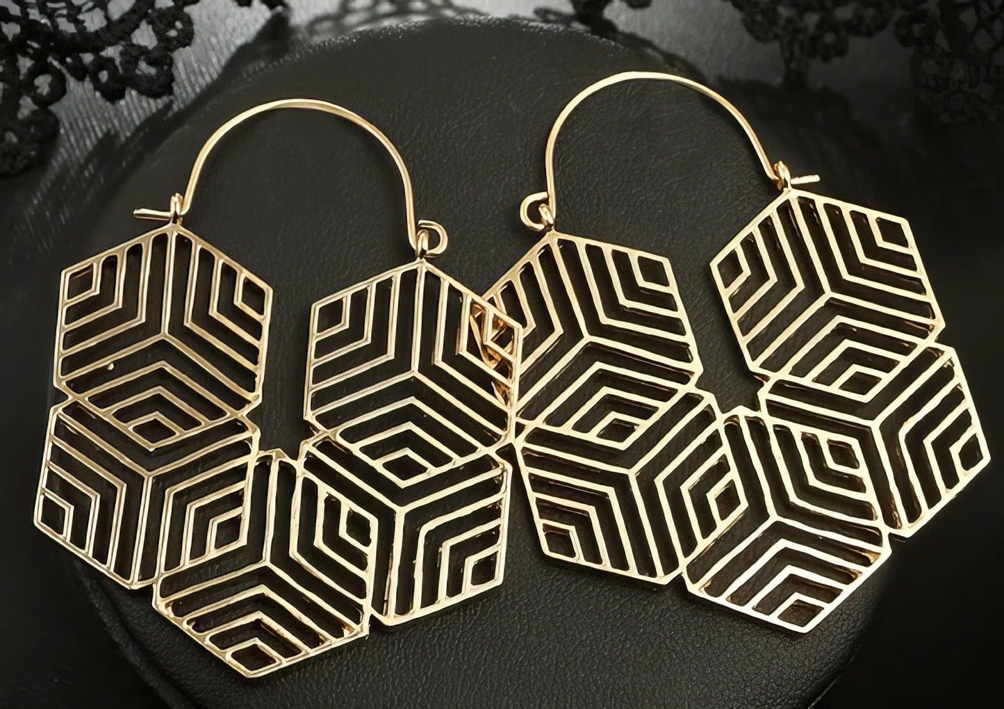 Geometric Alloy Drop Dangle Earrings in Gold