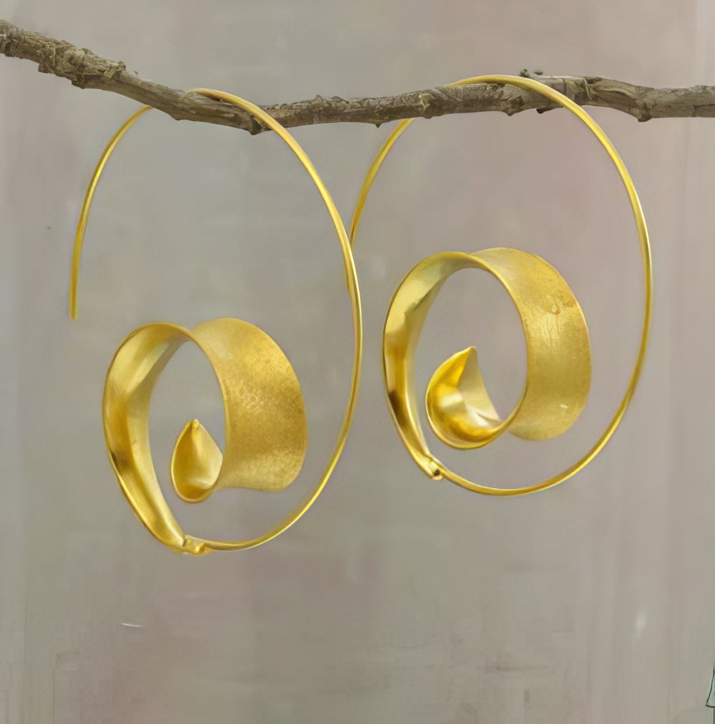 Bohemian Spiral Hoop Earrings in Gold