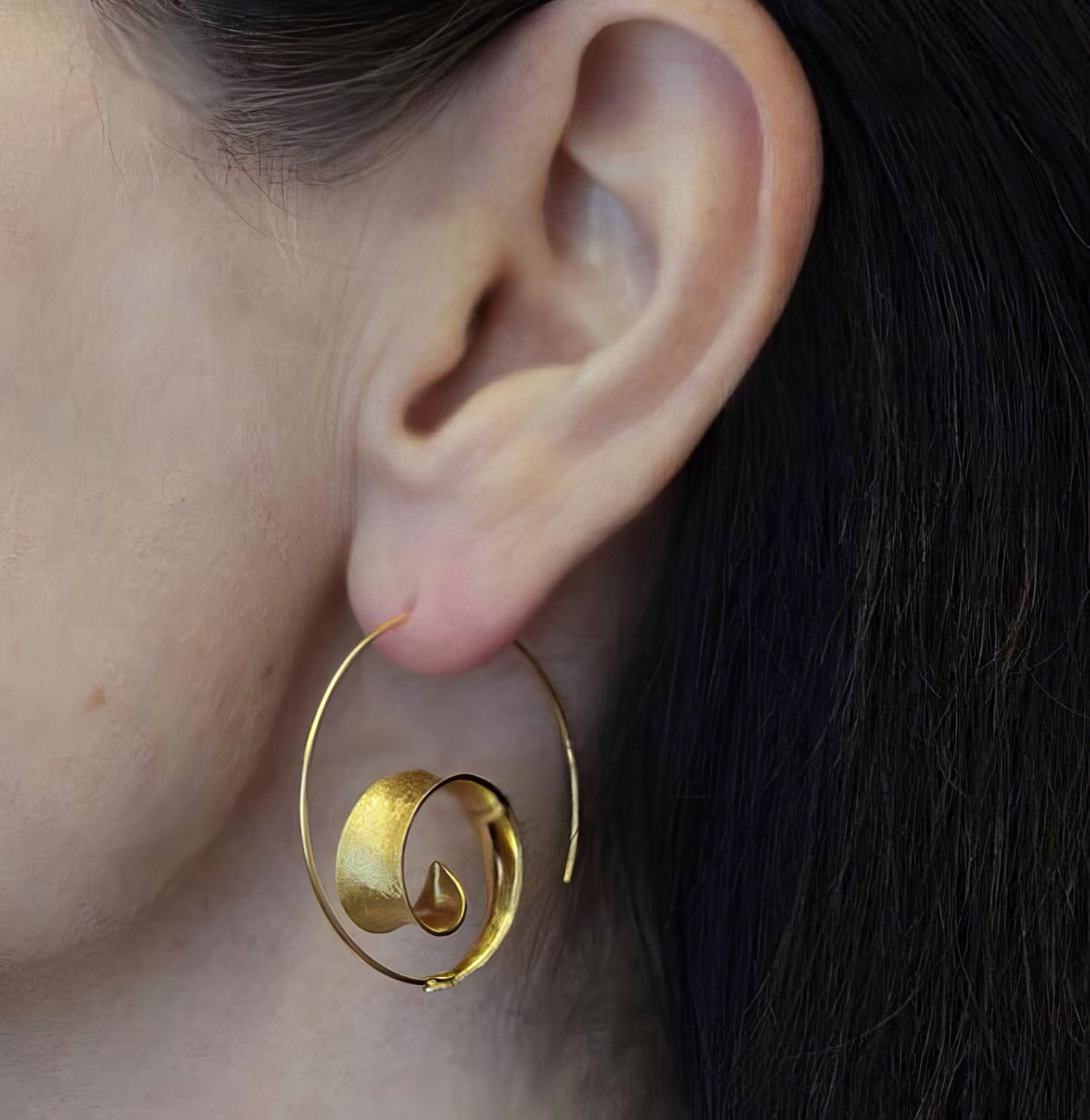 Bohemian Spiral Hoop Earrings in Gold