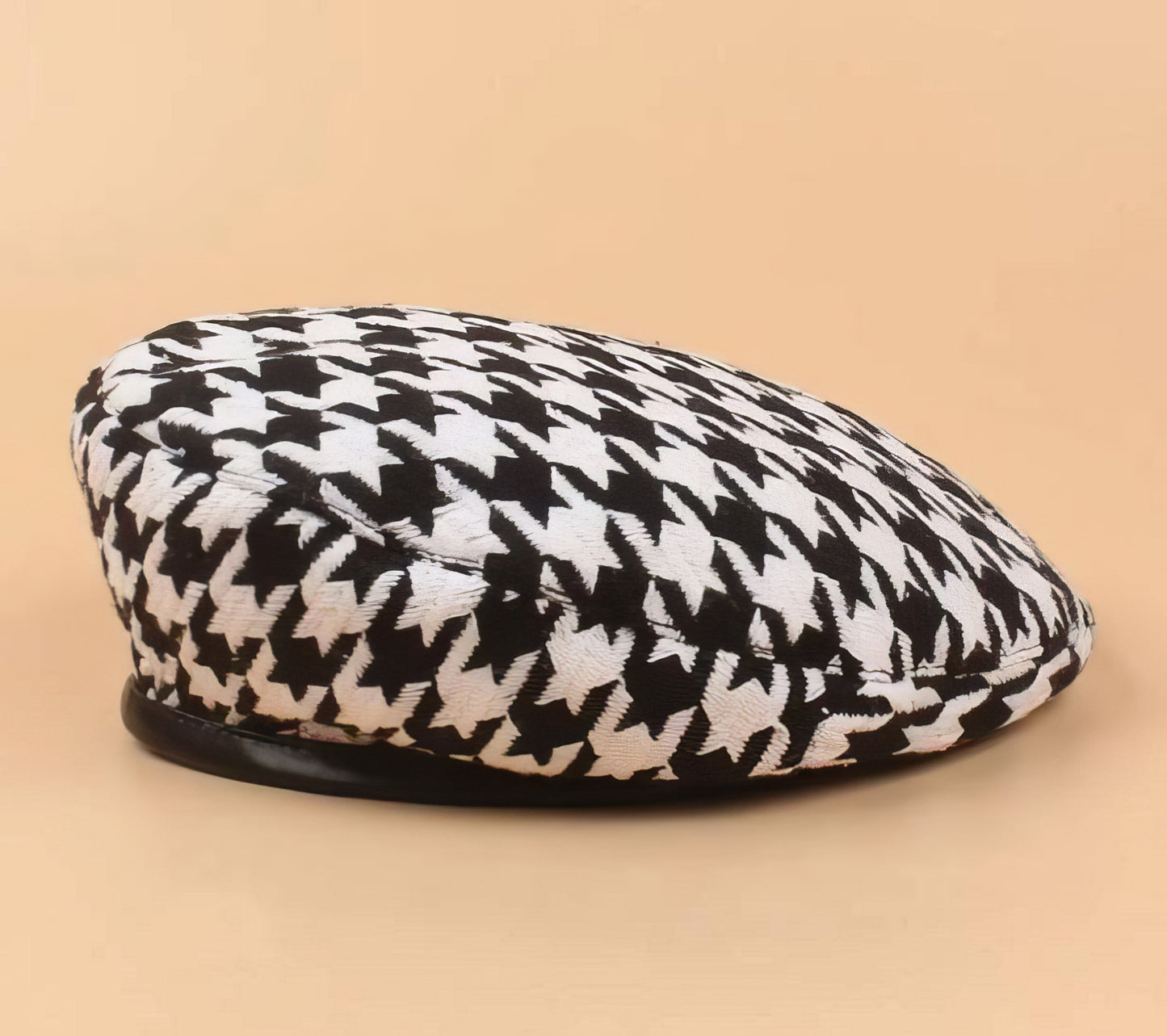 Plaid Beret Hat Houndstooth Pattern