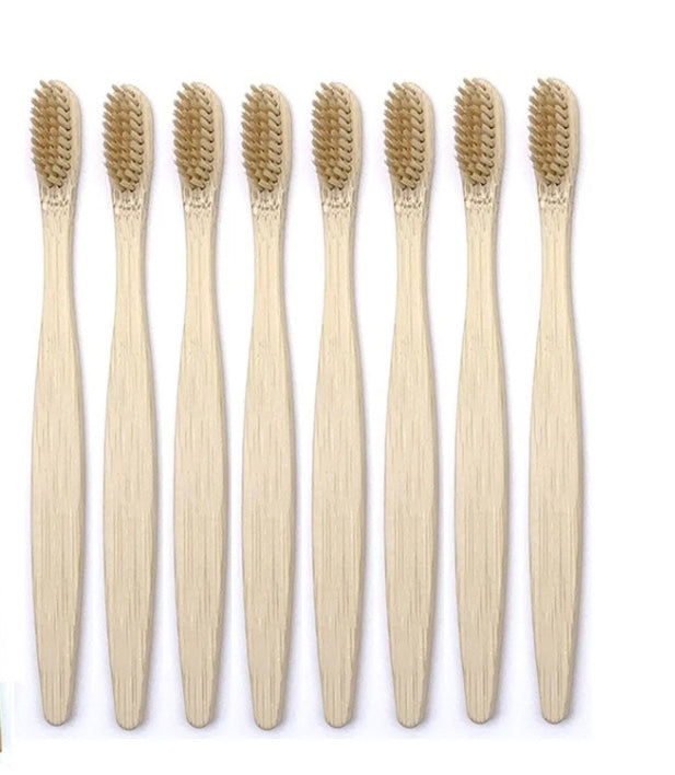 All Natural Bamboo Toothbrush with Charcoal Bristles in Natural