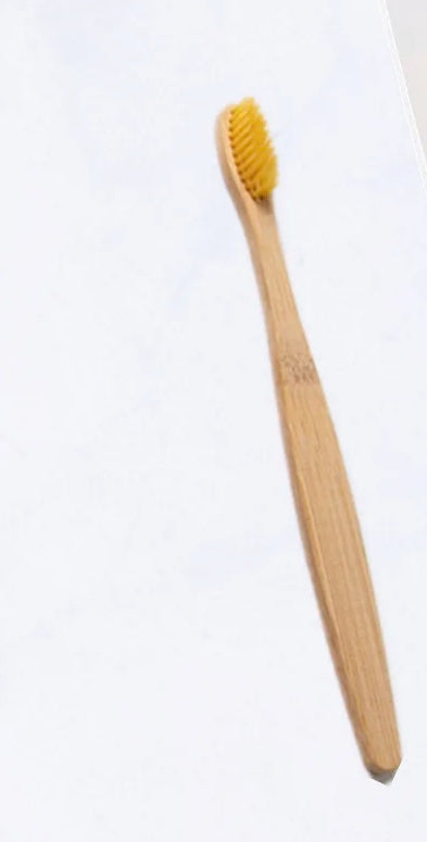 All Natural Bamboo Boxed Toothbrush with Charcoal Bristles in Yellow