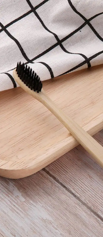 All Natural Bamboo Toothbrush with Charcoal Bristles in Black