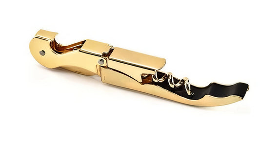 Gold Tone Stainless Steel Wine Bottle Opener with Foil Cutter