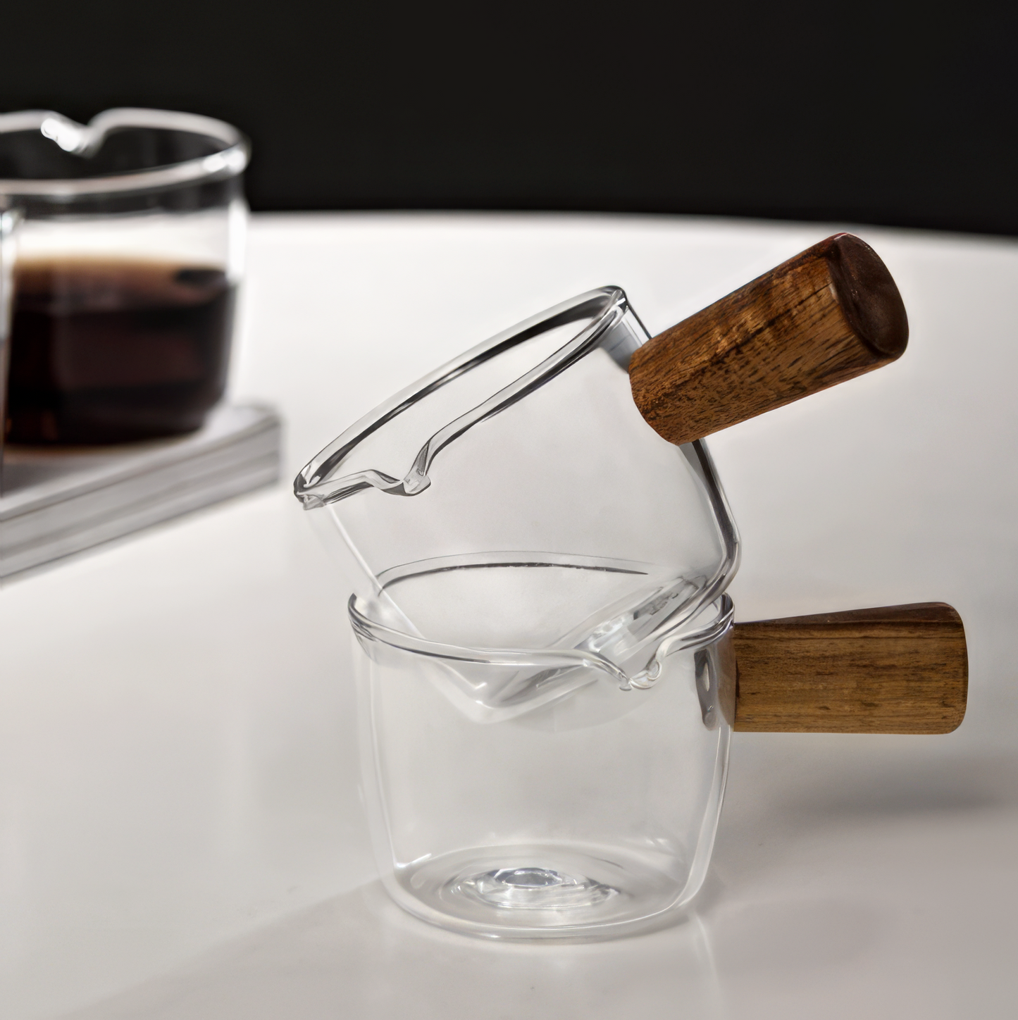 Glass and Wood Frothing Cup 2.7 oz