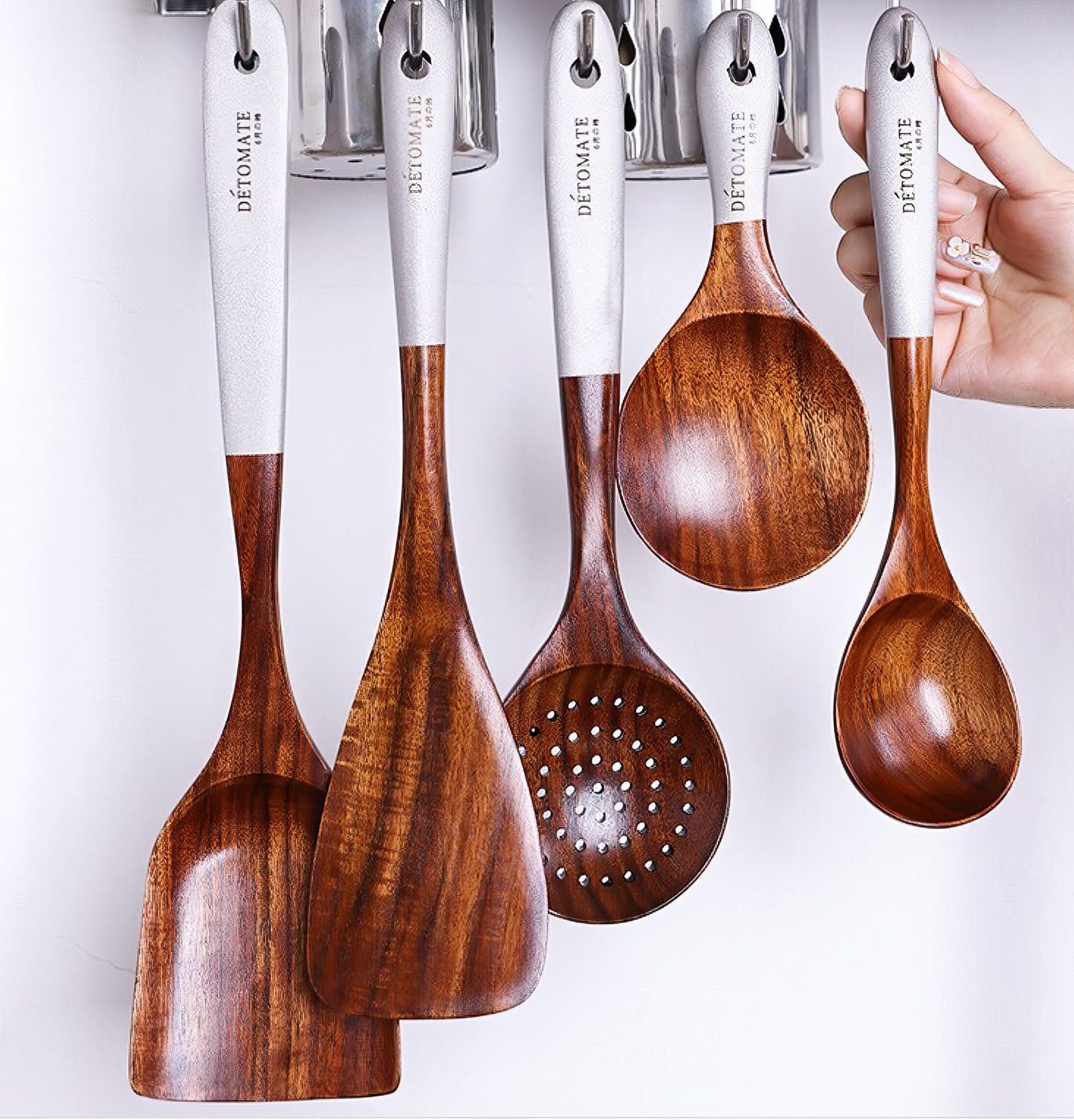 Teak Natural Wood Utensil Kitchen Seven Piece Set