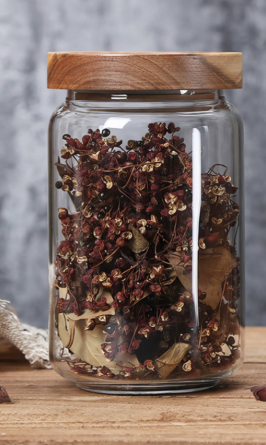 Modern Airtight Glass Storage jar with Bamboo Lid 6"