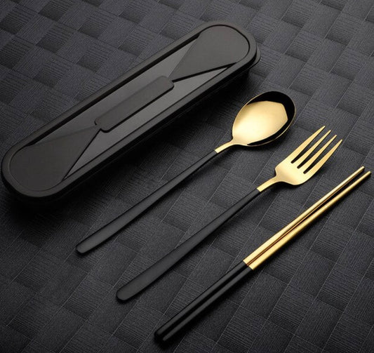 Chinese style Travel Portable Cutlery Set in Black