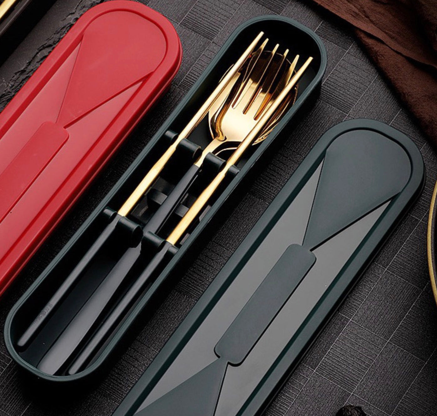 Chinese style Travel Portable Cutlery Set in Black