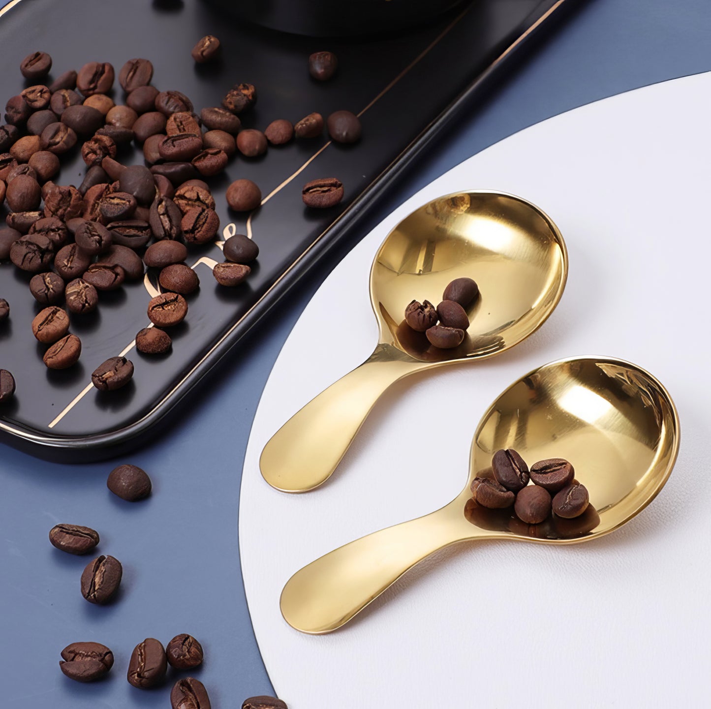 Stainless Steel Dessert Seasoning Spoon in Gold Tone