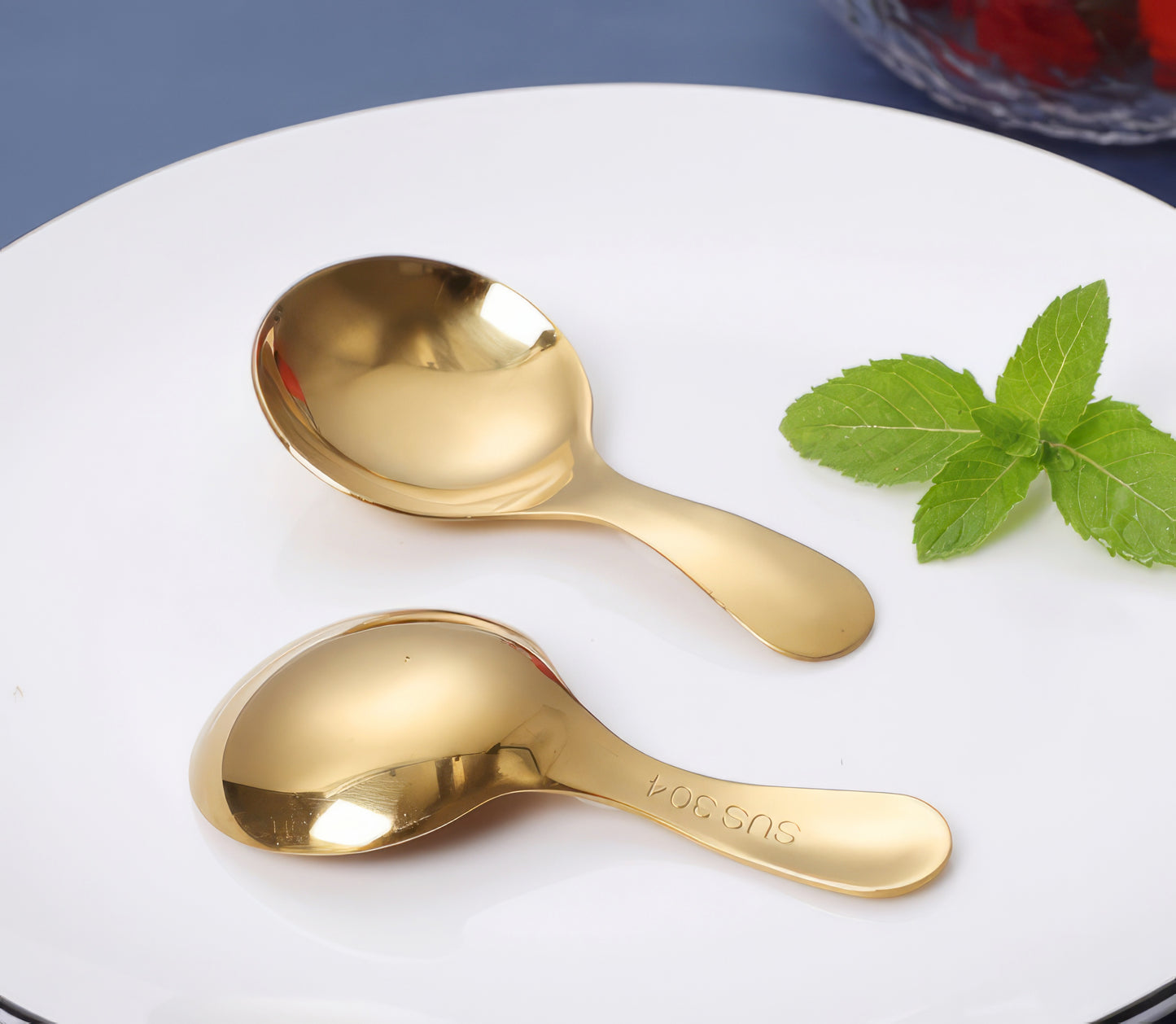 Stainless Steel Dessert Seasoning Spoon in Gold Tone