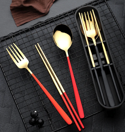 Chinese style Travel Portable Cutlery Set in Red