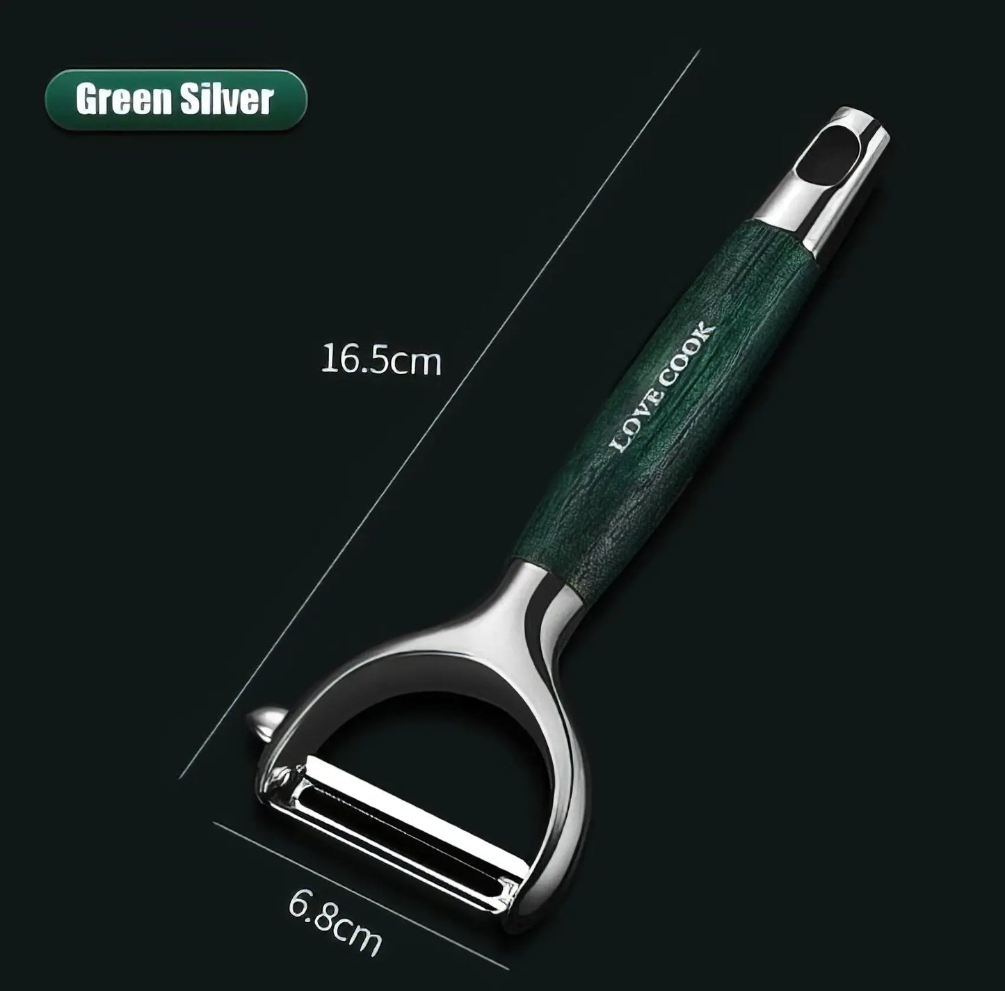 Stainless Steel Ultra Sharp Vegetable Peeler Wooden Handle Peeler in Green & Silver