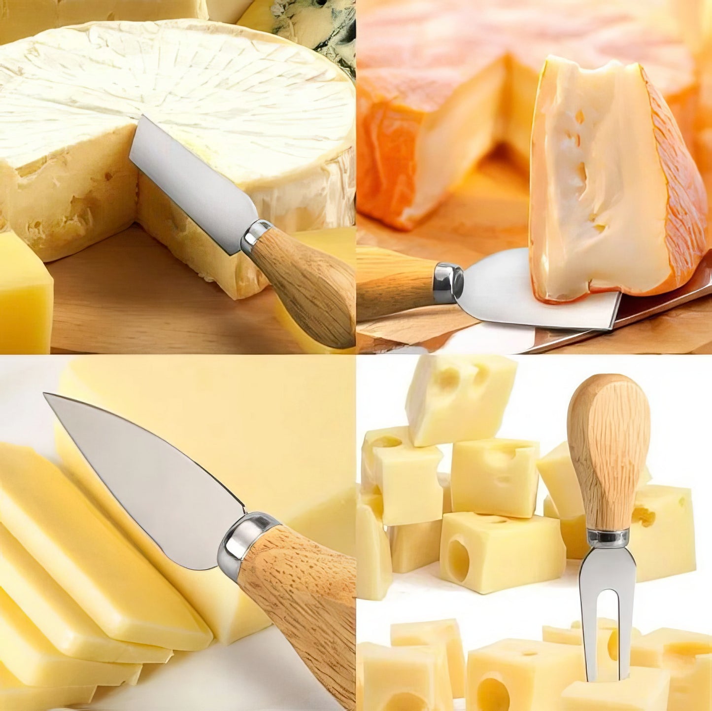 Natural Wood Cheese Knife Set of 4