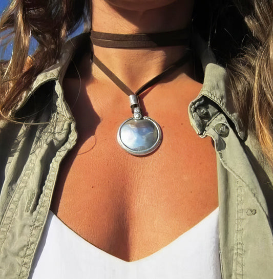 Bohemian Wrap Leather Necklace Double Sided Pendant