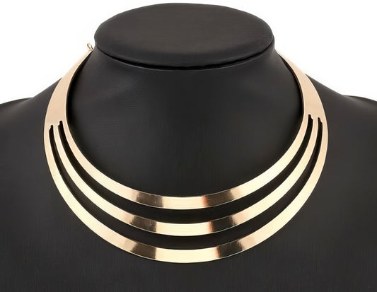 Slotted Torque Choker Necklace in Gold