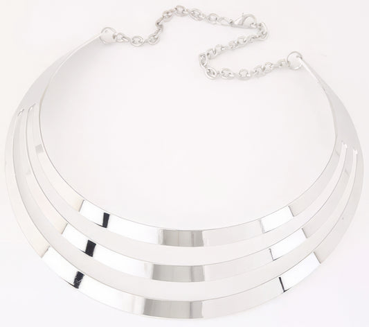 Slotted Torque Choker Necklace in Silver