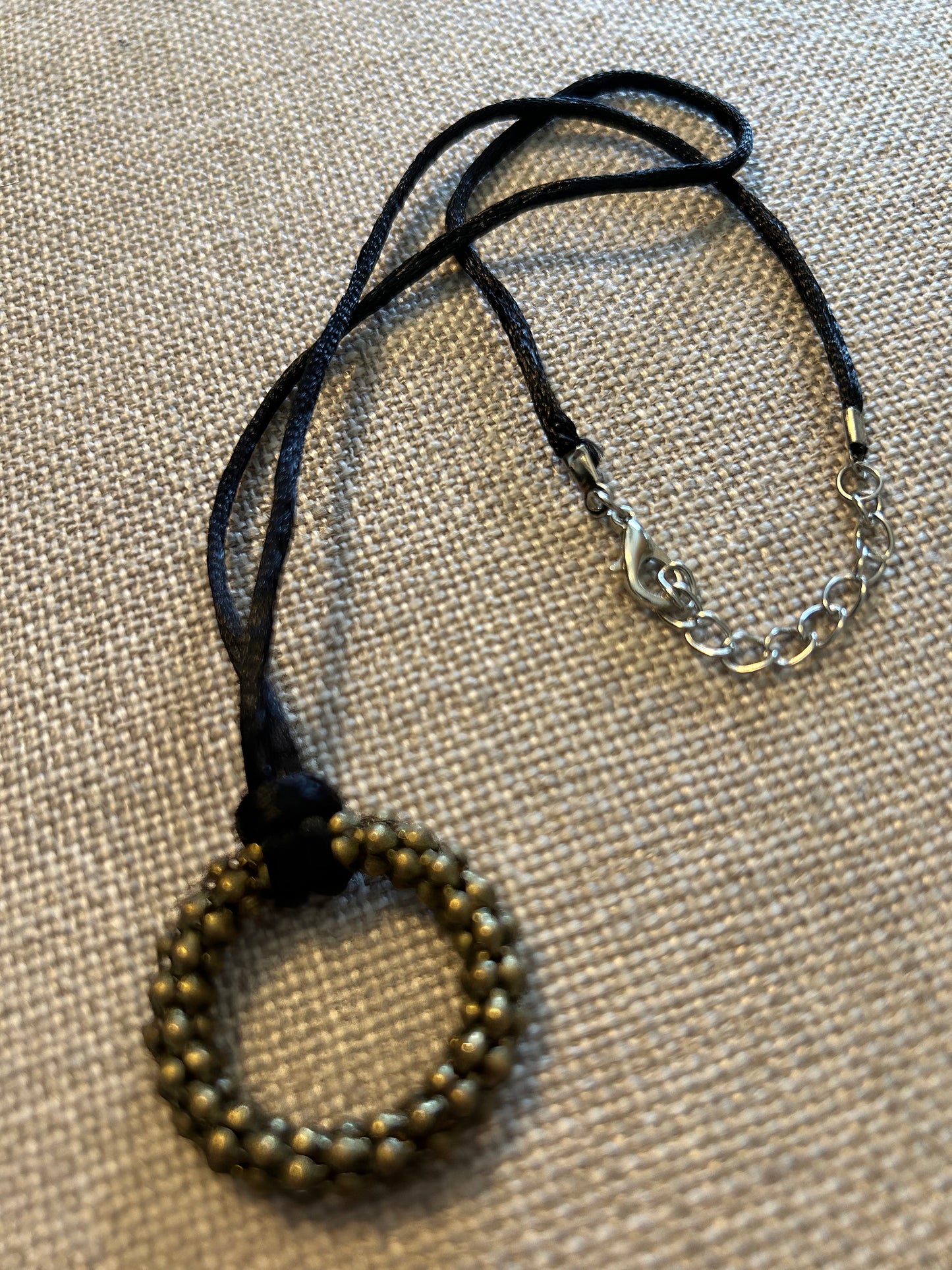 Boho Seeded Antique Gold Ring Pendant Necklace