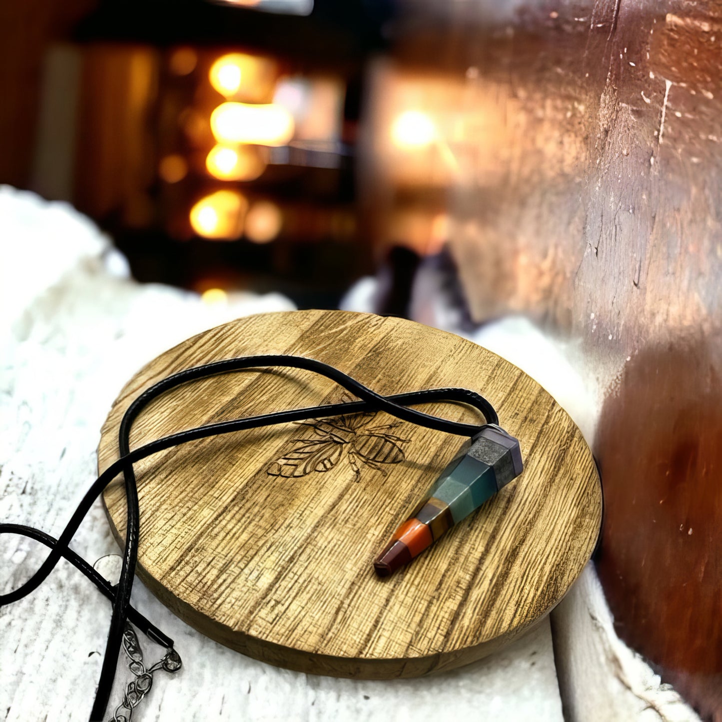 Natural Stone Rainbow Pendulum Necklace